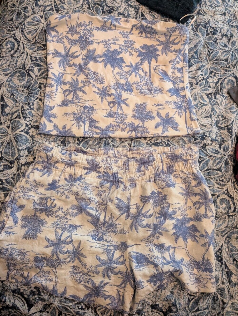 Gorgeous Toile Print Matching Shorts & Tube Top Set